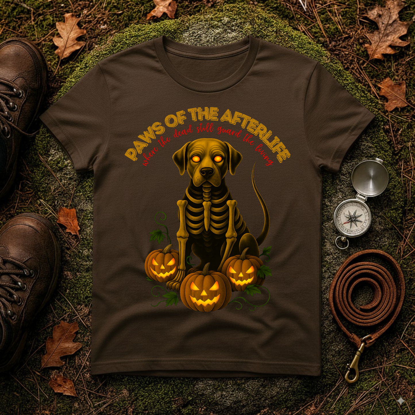 Paws of the Afterlife Labrador Skeleton Halloween T-Shirt