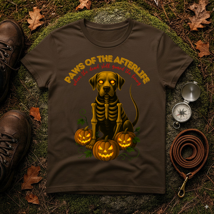 Paws of the Afterlife Labrador Skeleton Halloween T-Shirt