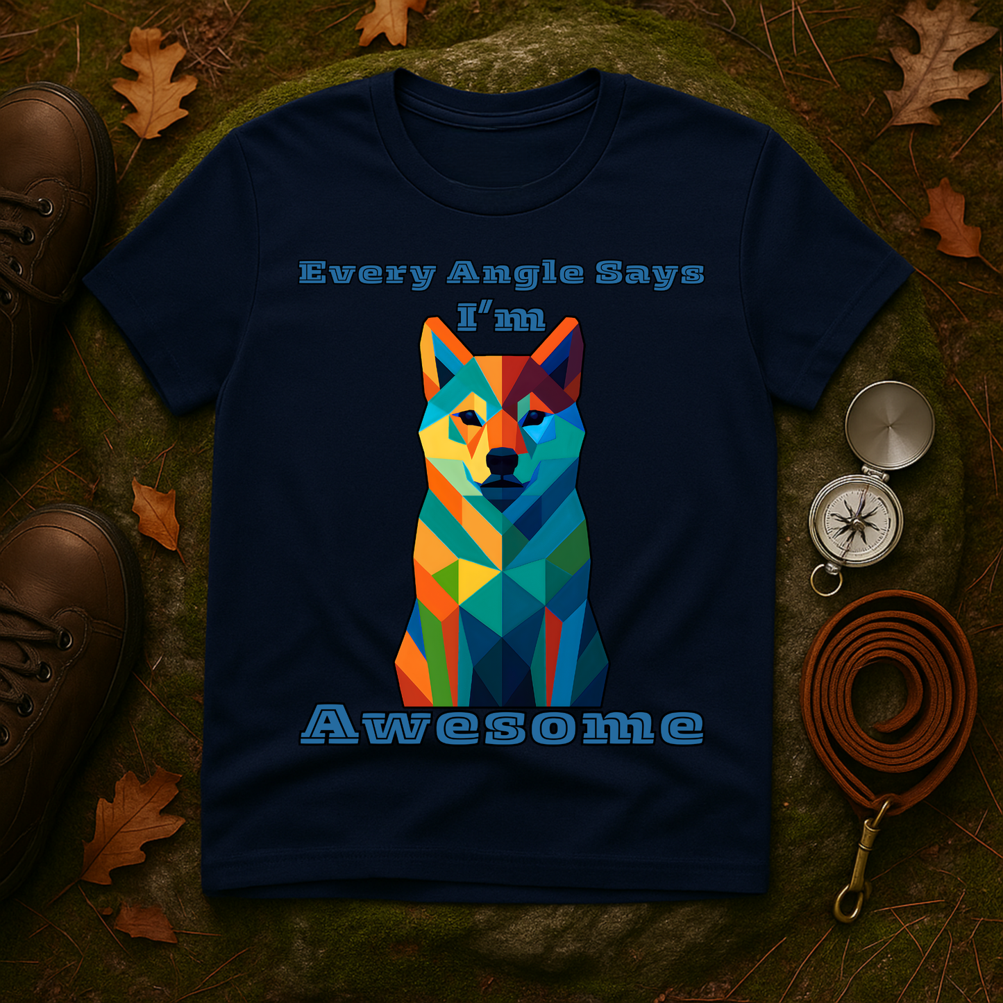 Colorful Dog Art T-Shirt - Every Angle Says I'm Awesome, Pet Lover Gift, Unisex Tee, Casual Wear, Dog Enthusiast Apparel
