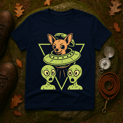 Alien Chihuahua UFO Funny Dog T-Shirt for Pet Lovers, Quirky Gift, UFO Design, Pet Lover's Apparel, Fun Casual Wear