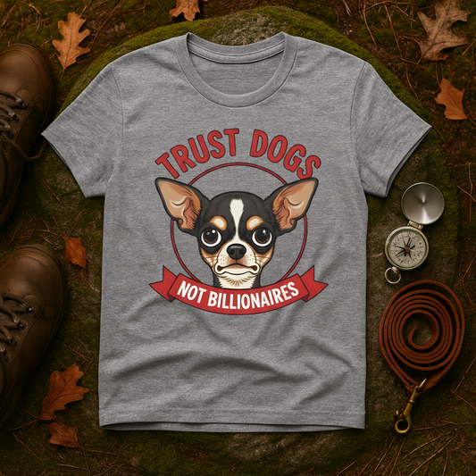 Trust Dogs Not Billionaires Funny Chihuahua T-Shirt