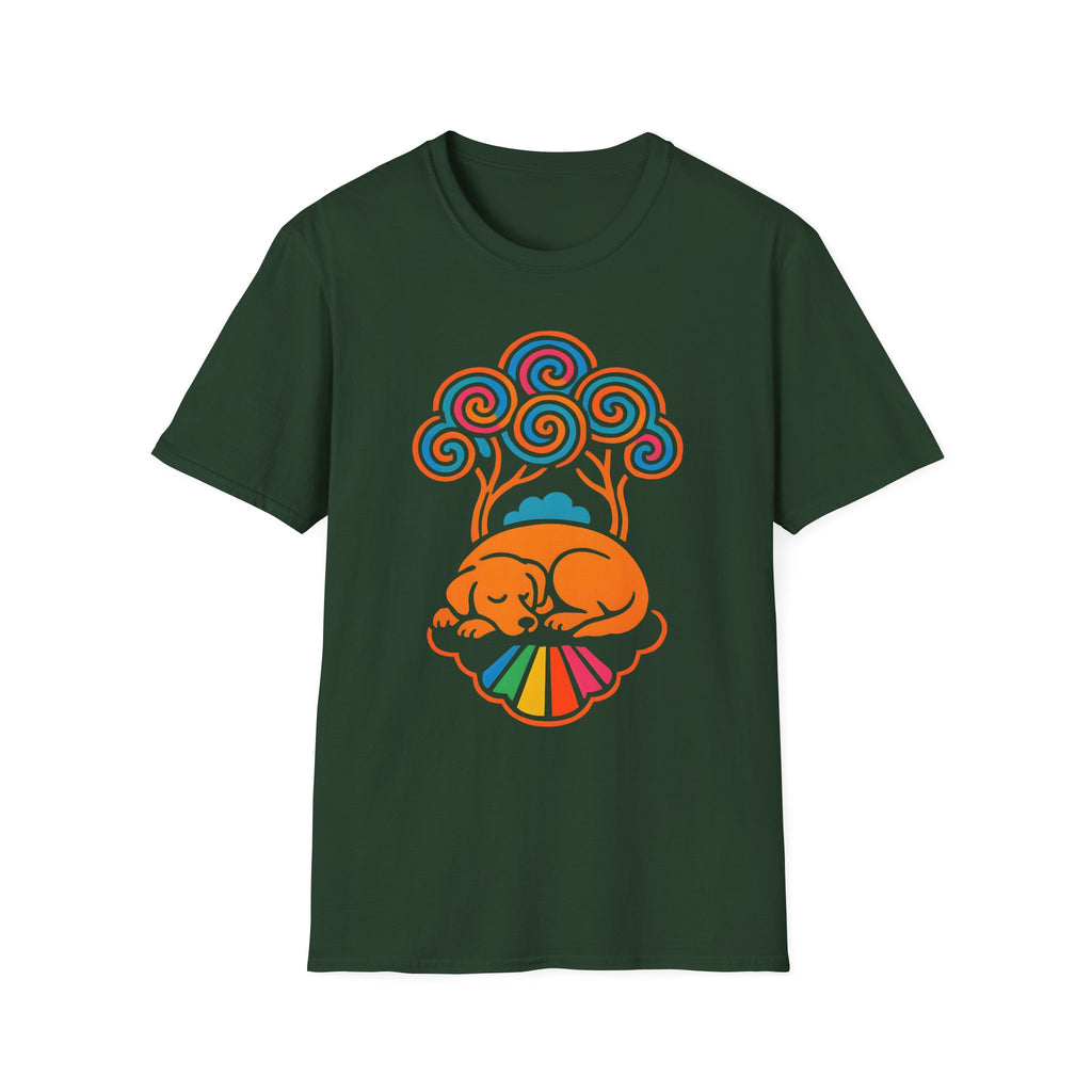 Colorful Sleeping Dog Trippy Tree Psychedelic T-Shirt