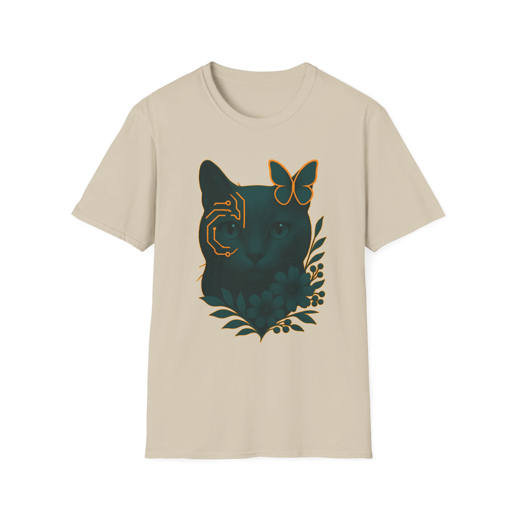 Cyber Floral Cat T-Shirt