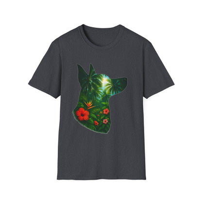 Floral Dog Silhouette T-Shirt, Nature Lover Tee, Unisex Animal Apparel, Summer Vibes Shirt, Gift for Pet Owners