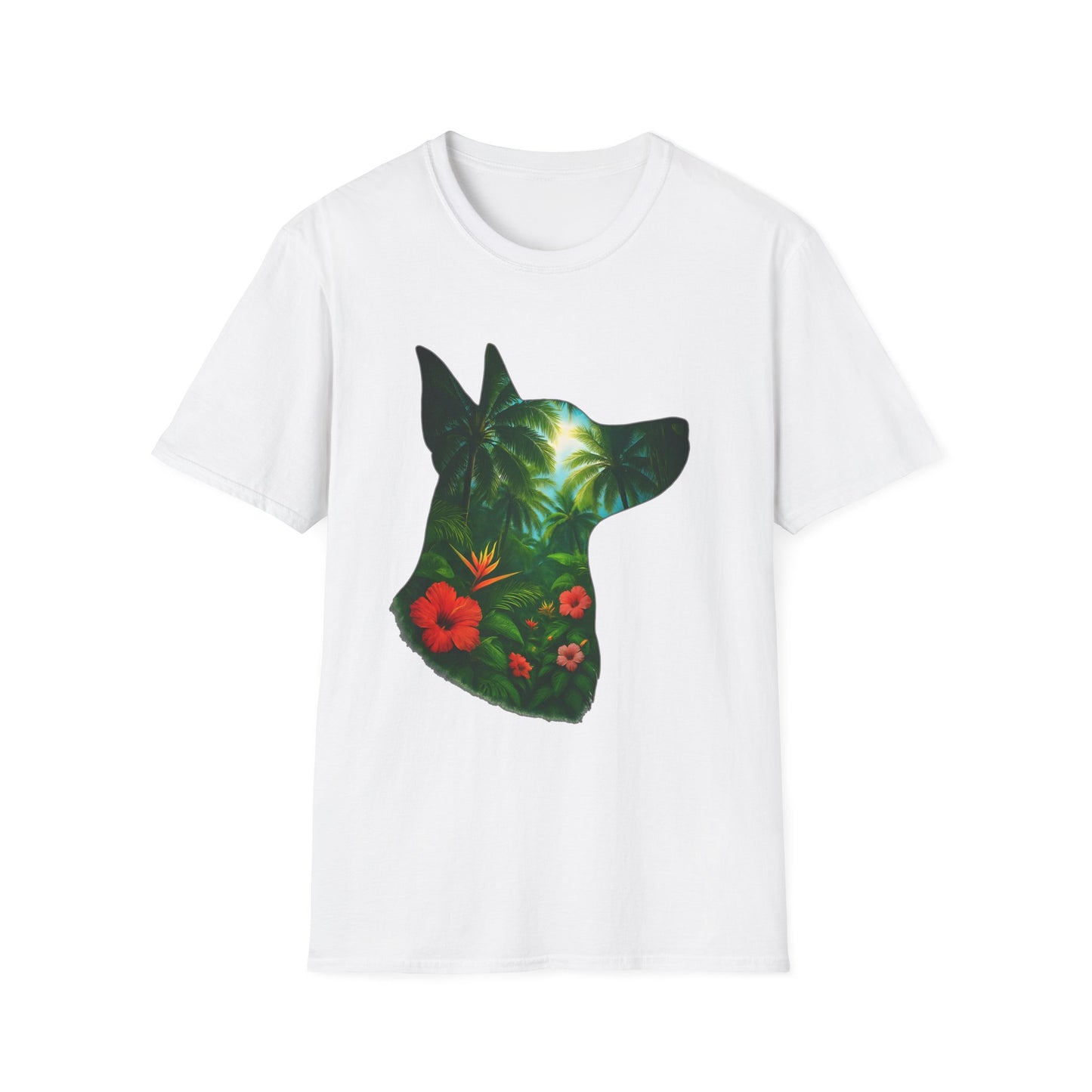 Floral Dog Silhouette T-Shirt, Nature Lover Tee, Unisex Animal Apparel, Summer Vibes Shirt, Gift for Pet Owners