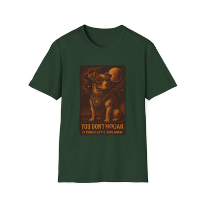 Intergalactic Explorer Dog T-Shirt, Cute Pet Tee, Gift for Dog Lovers, Space-themed Apparel, Fun Graphic Tee, Unisex Softstyle Tee
