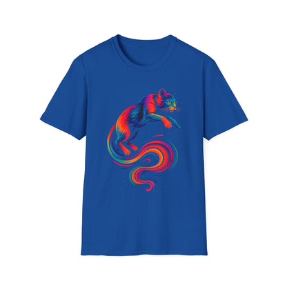 Rainbow Cat Unisex Softstyle T-Shirt, Colorful Cat Tee, Gift for Cat Lovers, Cute Pet Shirt, Fun Casual Outfit, Pride Apparel