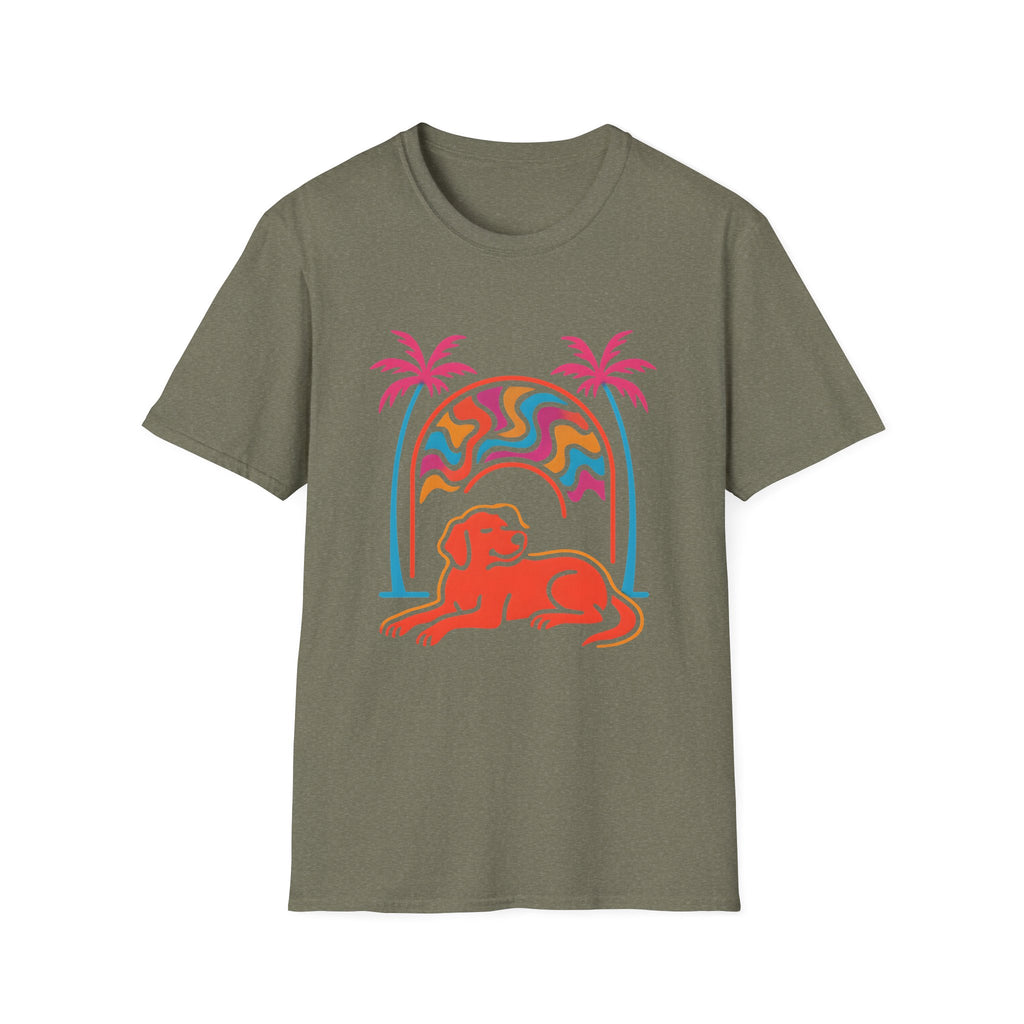 Psychedelic Dog Palm Trees T-Shirt