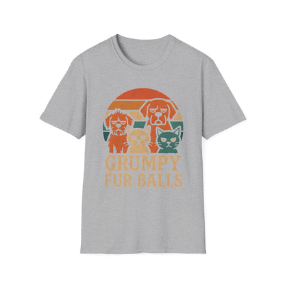 Grumpy Fur Balls Funny Cat and Dog T-Shirt for Pet Lovers.Funny Animal Shirt, Gifts for Dog Owners, Cat Lover Apparel, Cute Pet Humor