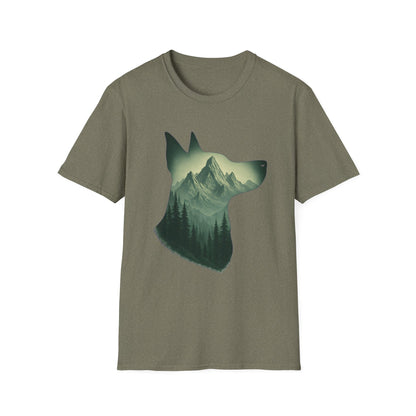 Mountain Dog Graphic T-Shirt | Nature Lover Tee, Pet Owner Gift, Outdoor Adventure Shirt, Animal Lover Apparel, Eco-Friendly Fashion
