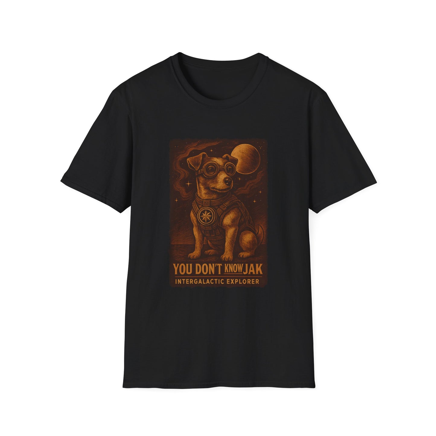 Intergalactic Explorer Dog T-Shirt, Cute Pet Tee, Gift for Dog Lovers, Space-themed Apparel, Fun Graphic Tee, Unisex Softstyle Tee