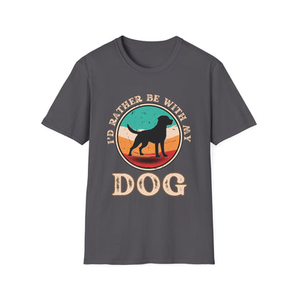 I'd Rather Be With My Dog Unisex Softstyle T-Shirt, Dog Lover Gift, Pet Adoption Tee, Casual Wear, Birthday Present, Animal Lover Apparel