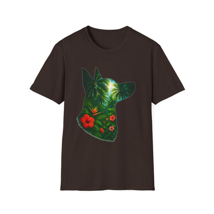 Floral Dog Silhouette T-Shirt, Nature Lover Tee, Unisex Animal Apparel, Summer Vibes Shirt, Gift for Pet Owners