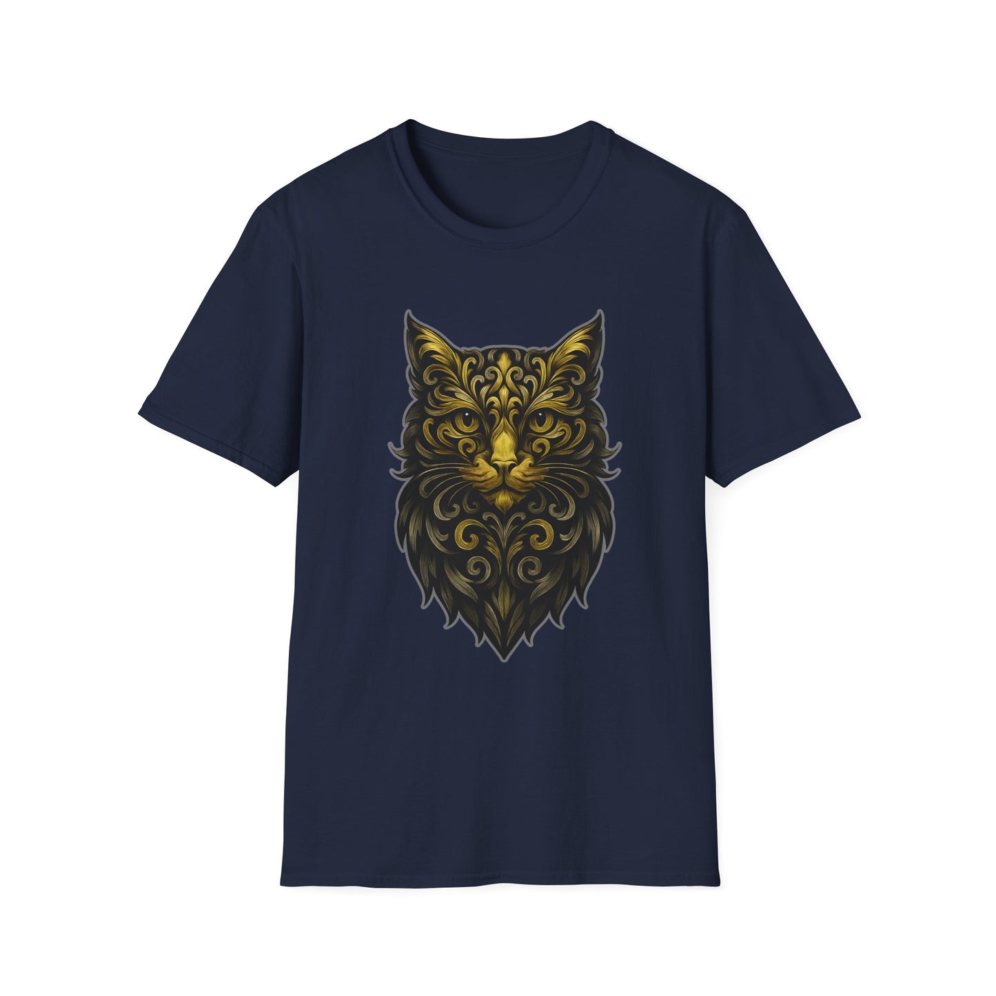 Elegant Cat Design Unisex Softstyle T-Shirt, Gift for Cat Lovers, Casual Wear, Unique Fashion, Animal Themed Apparel