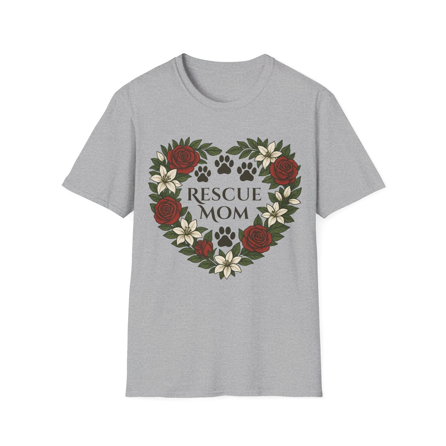 Rescue Mom Floral Heart Tee – Adopt Don't Shop