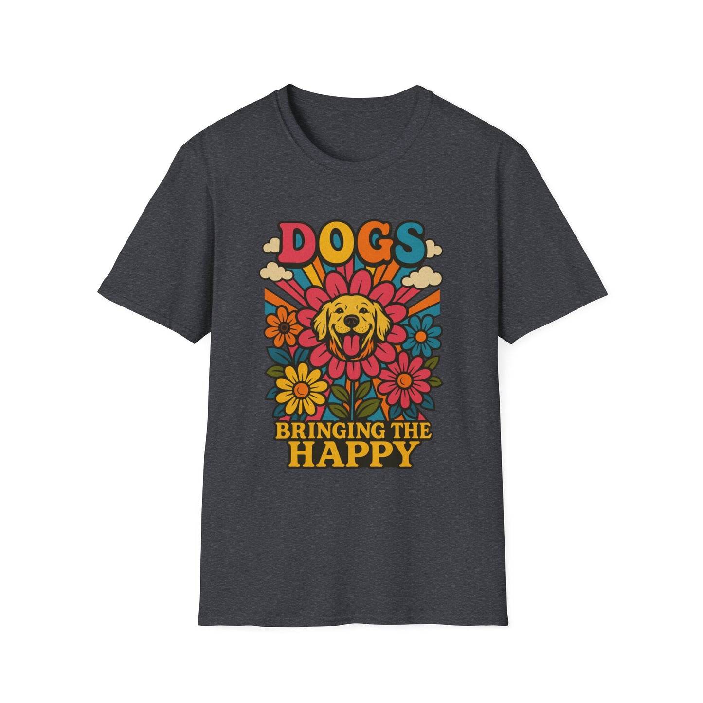 Dog Lovers Retro T-Shirt, Happy Dog Tee, Unisex Graphic Shirt, Gift for Dog Owners, Summer Casual Wear