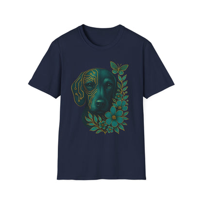 Artistic Dog Lover T-Shirt, Gift for Pet Owners, Nature-Inspired Tee, Birthday Gift, Casual Wear, Unisex Softstyle Tee