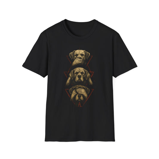 3 Wise Dogs Unisex T-Shirt, Funny Dog Lover Gift, Animal Theme Shirt, Casual Tee, Pet Owner Apparel, Gifts for Dog Lovers