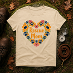 Rescue Mom Floral Heart T-Shirt