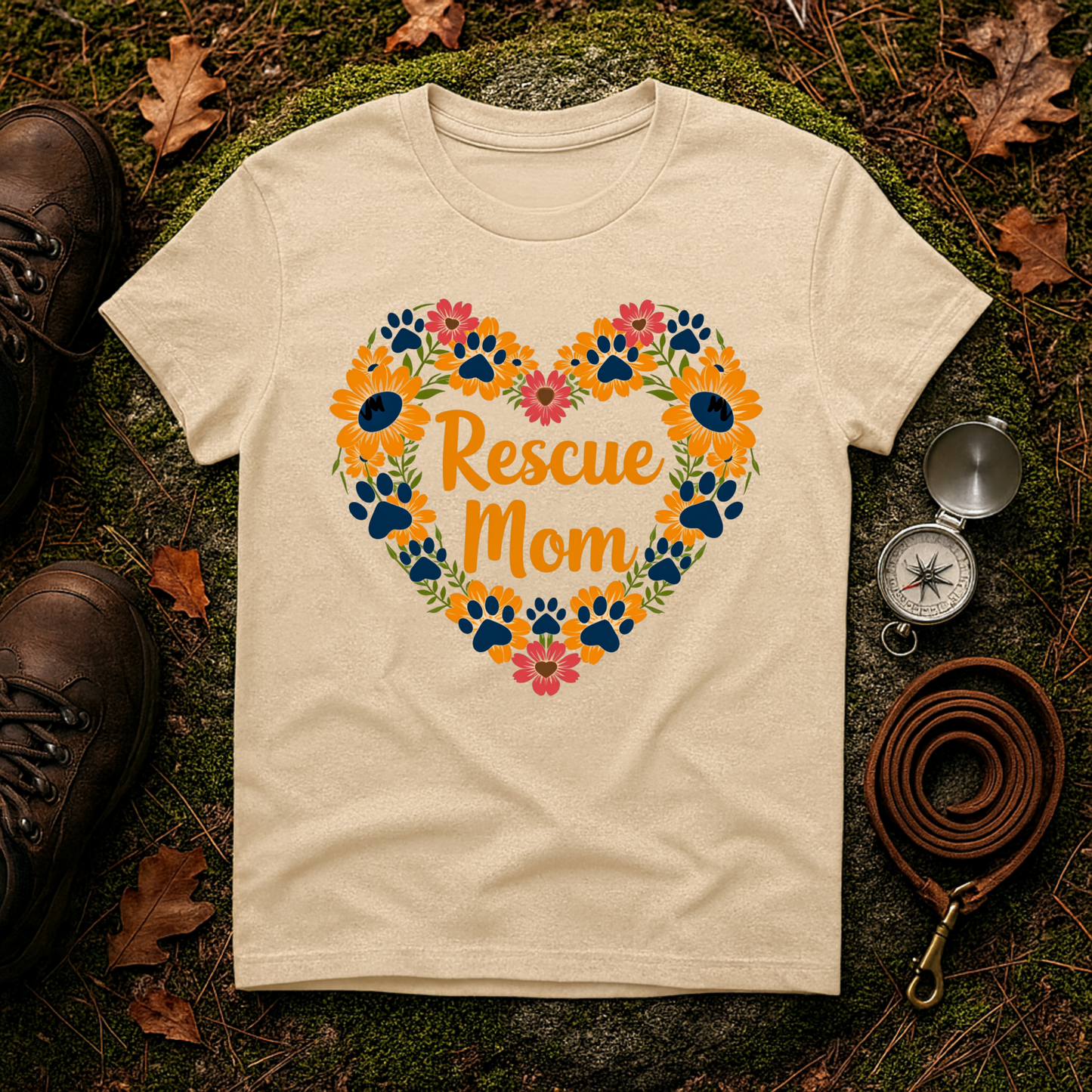 Rescue Mom Floral Heart Tee – Dog Mom Gift