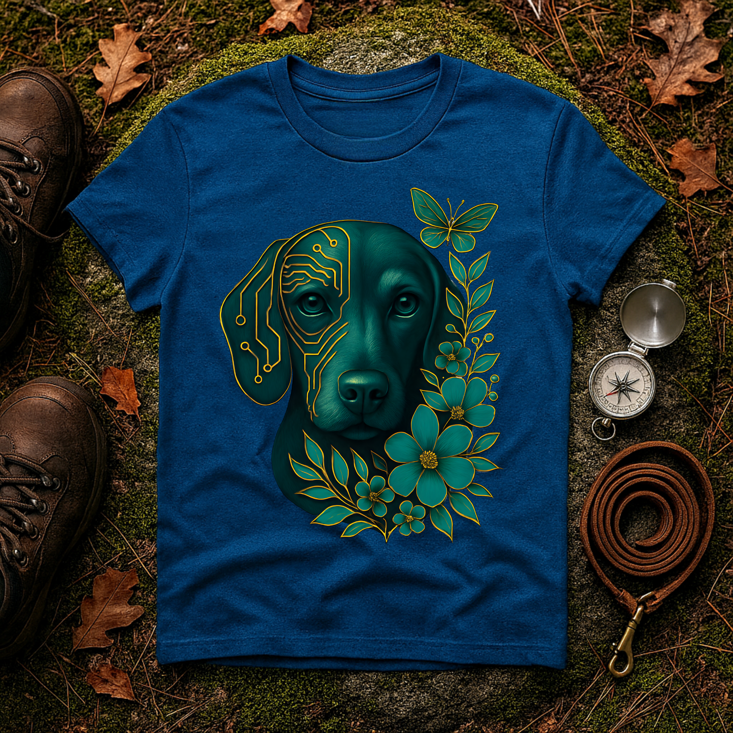 Artistic Dog Lover T-Shirt, Gift for Pet Owners, Nature-Inspired Tee, Birthday Gift, Casual Wear, Unisex Softstyle Tee