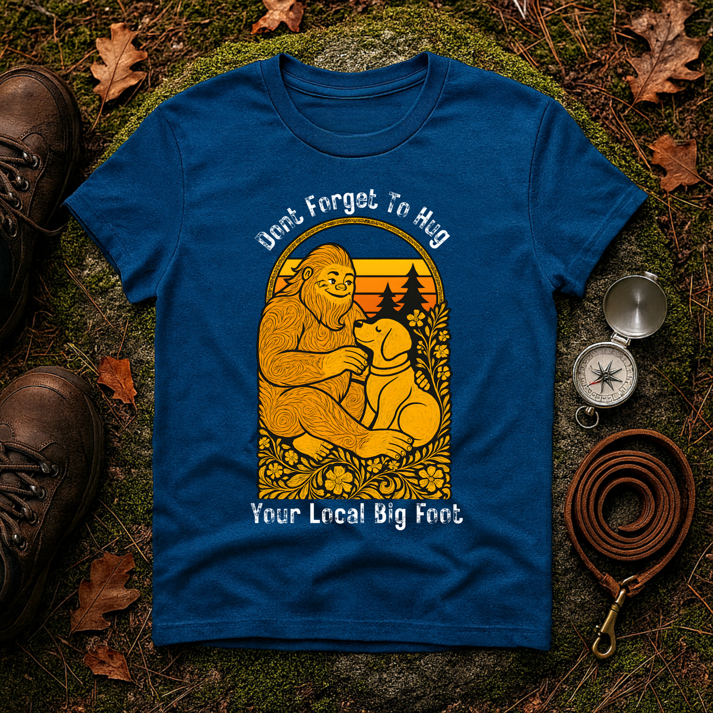 Bigfoot Hug T-Shirt — Sasquatch Dog Lover Tee