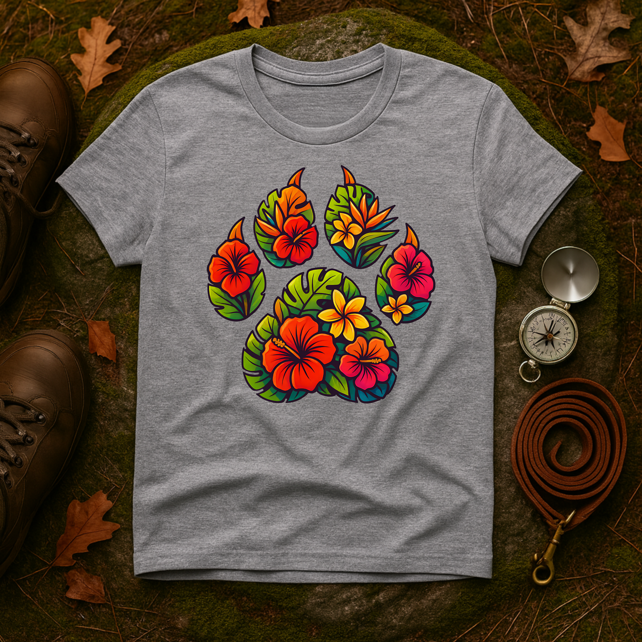 Tropical Paw Print T-Shirt