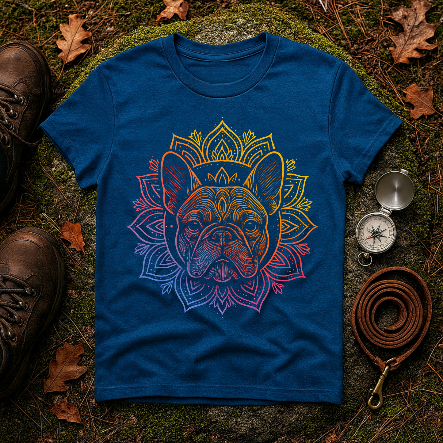 Bohemian French Bulldog Tee, Dog Lover Gift, Mandala Art T-Shirt, Unisex Graphic Top, Cute Pet Owner Apparel, Casual Statement Shirt