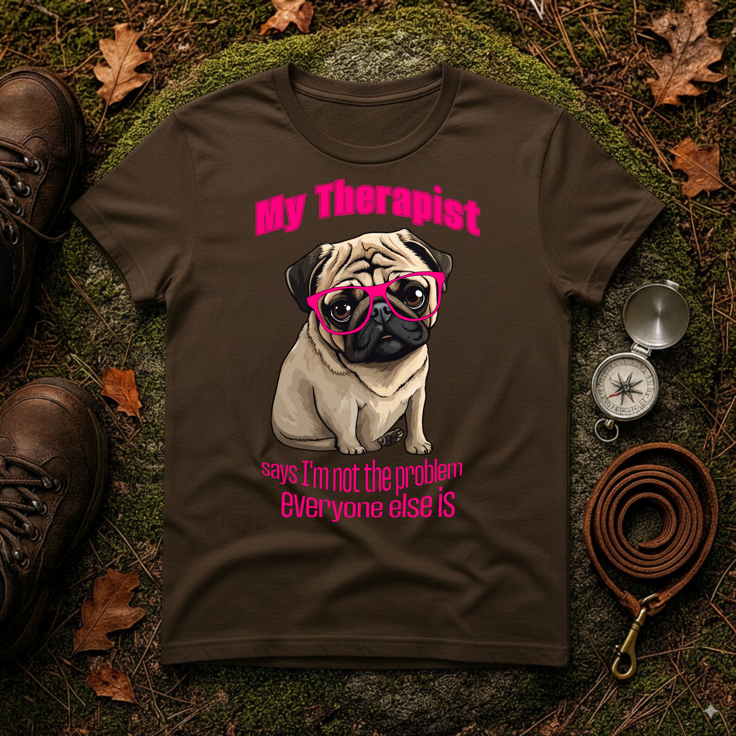 Funny Pug Therapy Shirt – I'm Not the Problem Dog Tee