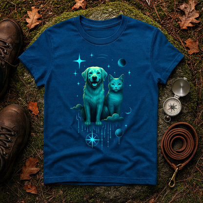 Celestial Dog and Cat Glow Space Pet Lover T-Shirt