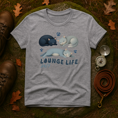 Lounge Life Cat T-Shirt | Funny Lazy Cats 24/7 Graphic Tee