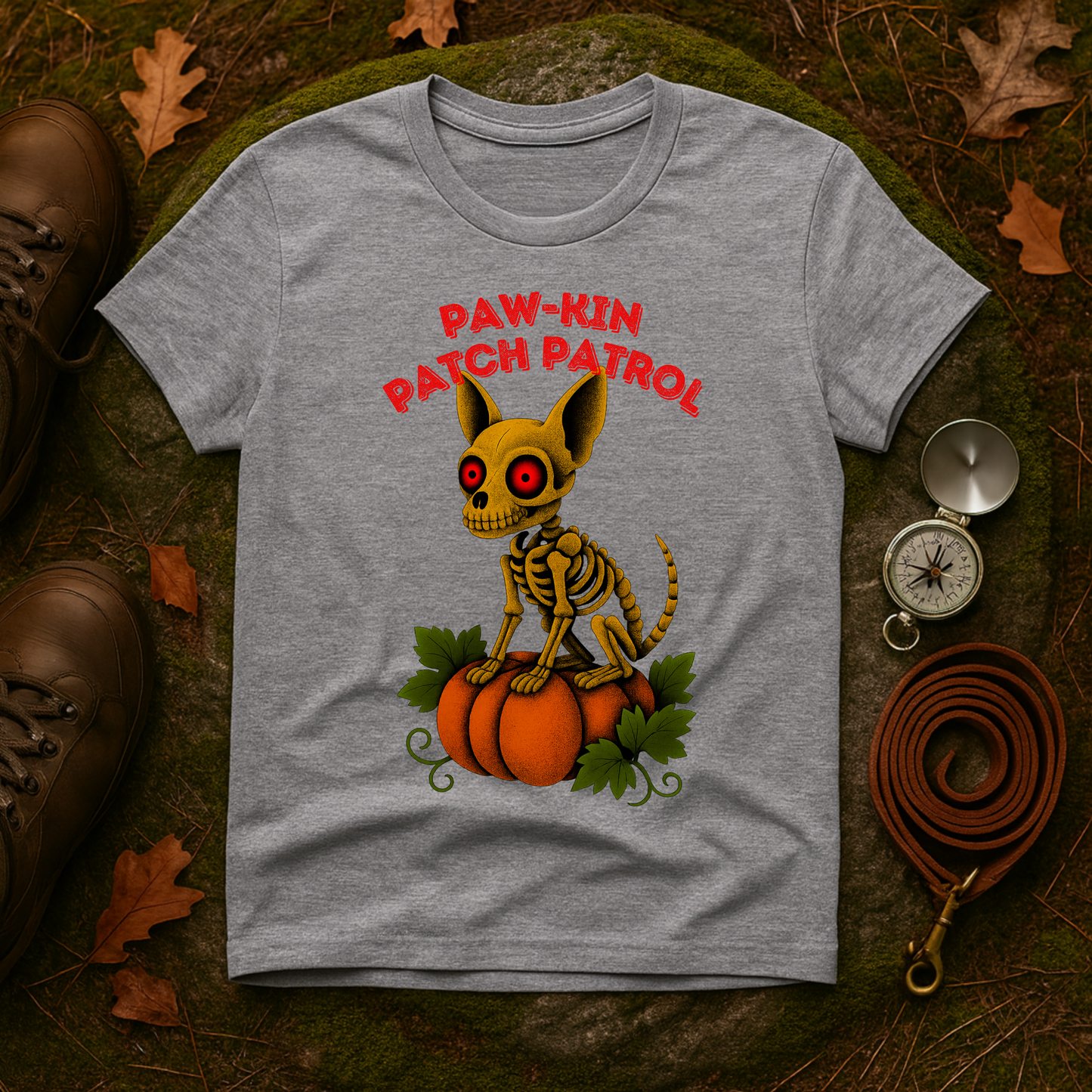 Paw-kin Patch Patrol Skeleton Chihuahua Halloween T-Shirt