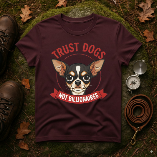 Trust Dogs Not Billionaires Funny Chihuahua T-Shirt