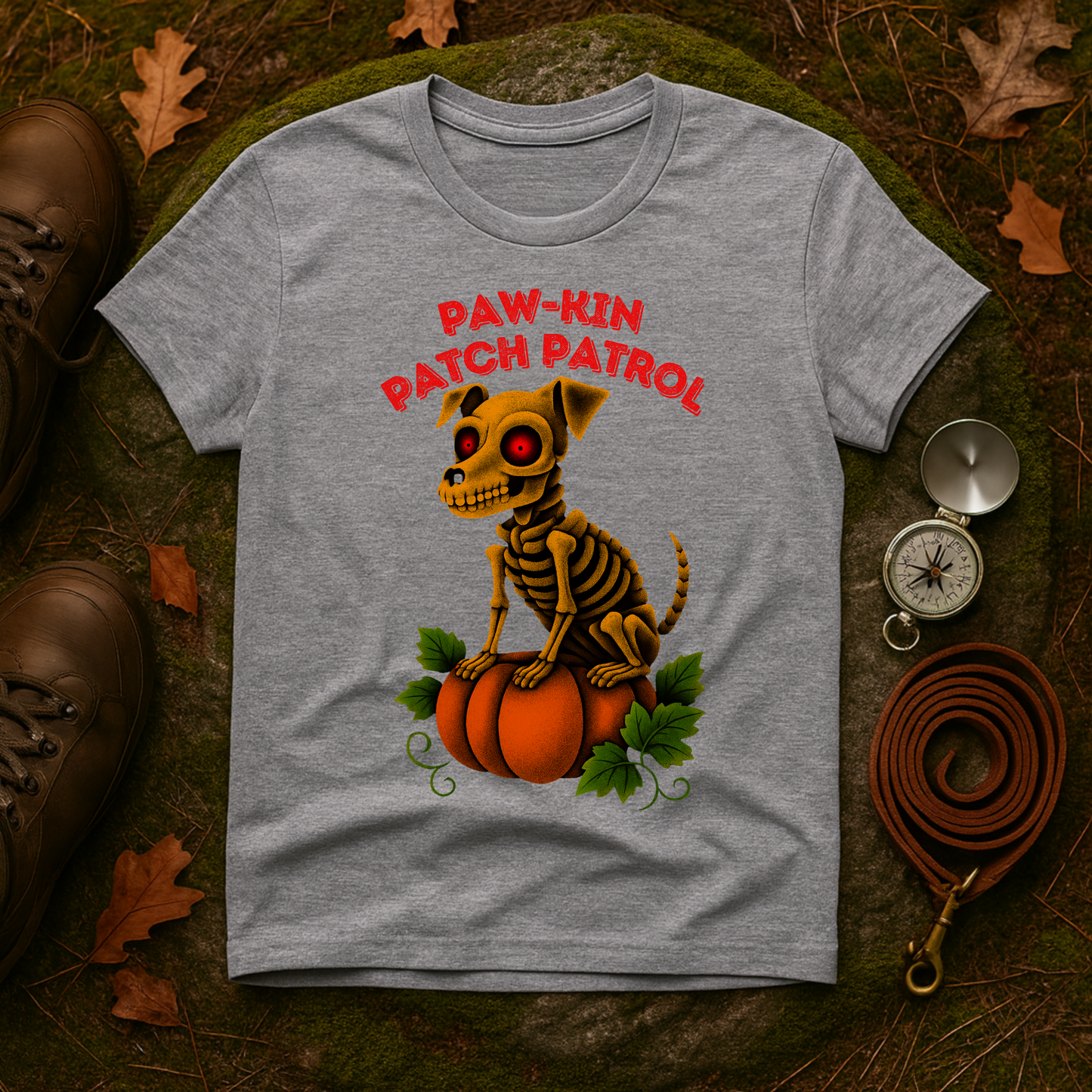 Paw-kin Patch Patrol Skeleton Dog Halloween T-Shirt