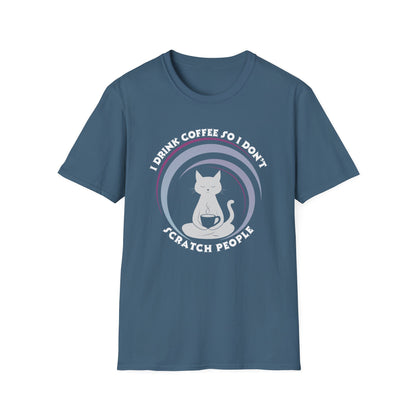 Funny Cat Coffee Shirt – I Drink Coffee So I Don't Scratch People Tee
