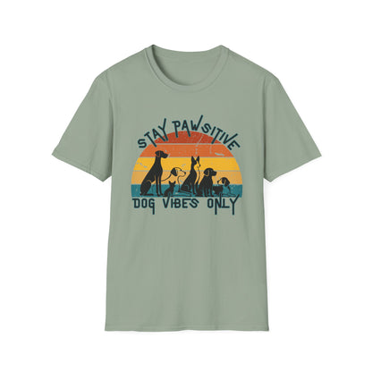 Stay Pawsitive Dog Vibes Tee – Retro Dog Shirt
