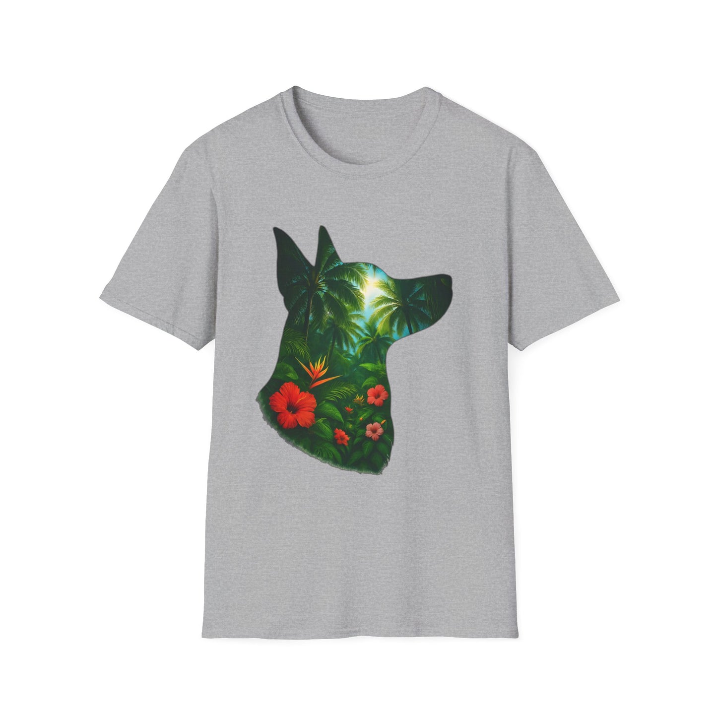 Floral Dog Silhouette T-Shirt, Nature Lover Tee, Unisex Animal Apparel, Summer Vibes Shirt, Gift for Pet Owners