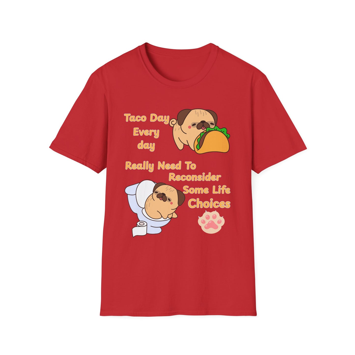Taco-Themed T-Shirt, Perfect for Taco Lovers, Funny Gift for Foodies, Casual Wear, Pug Lover Shirt
