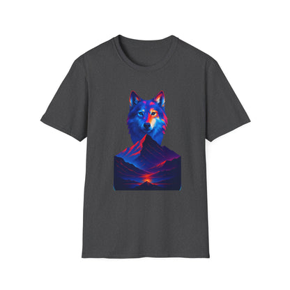 Neon Wolf and Mountain Sunset Spirit Animal T-Shirt