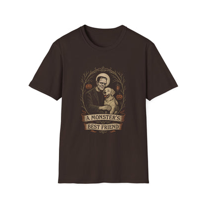 Halloween Dog Lover T-Shirt, Unisex Softstyle Tee, A Monster's Best Friend Apparel, Pet Owner Gift, Spooky Season Shirt
