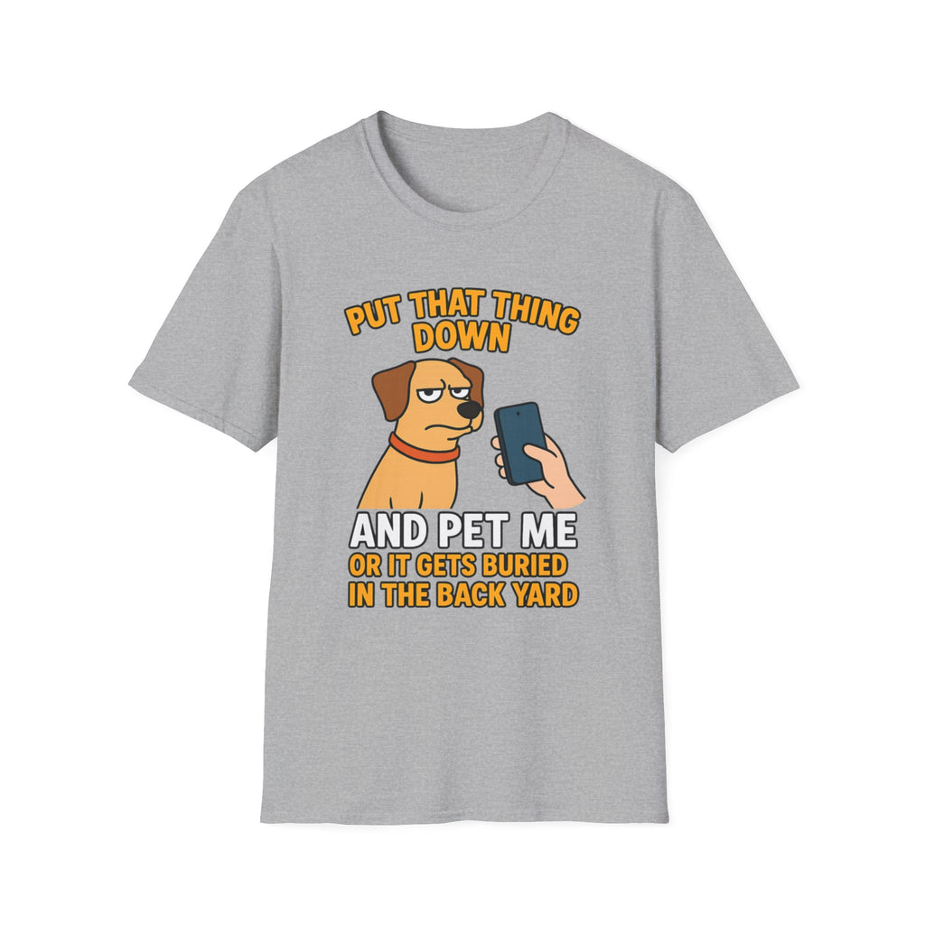 Funny Dog Pet Me Phone Warning T-Shirt