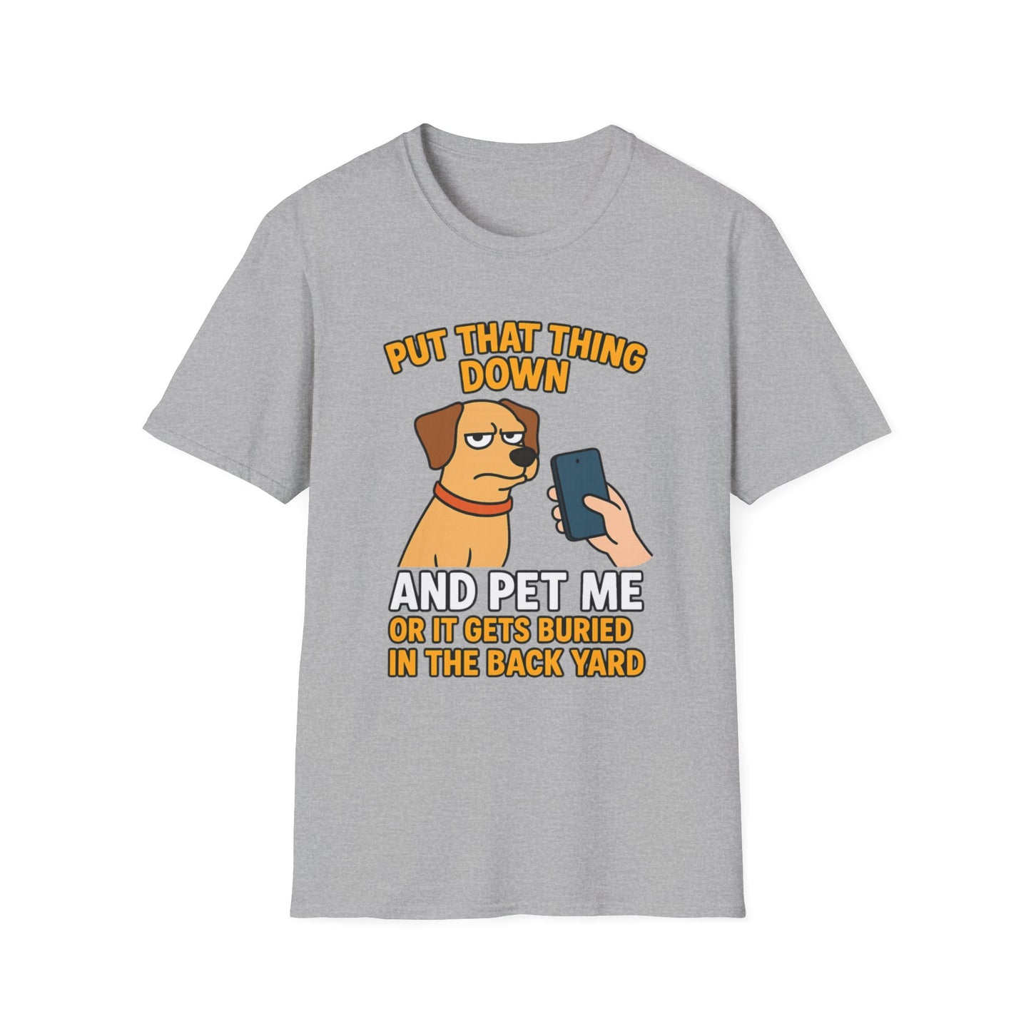 Funny Dog Pet Me Phone Warning T-Shirt for Pet Lovers, Humorous Dog Shirt
