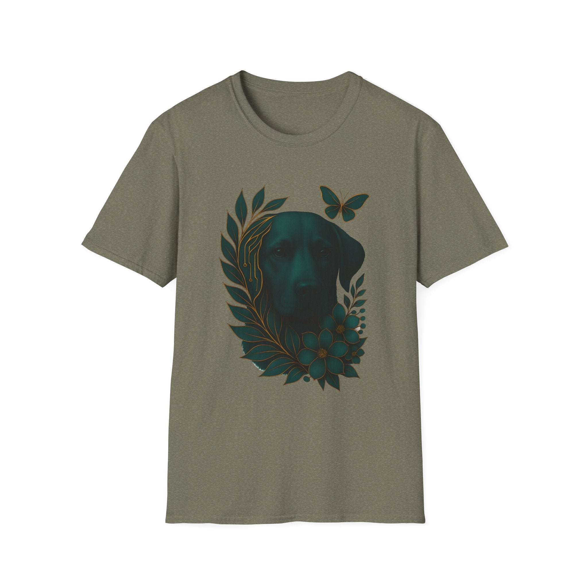Cyber Floral Dog Silhouette T-Shirt