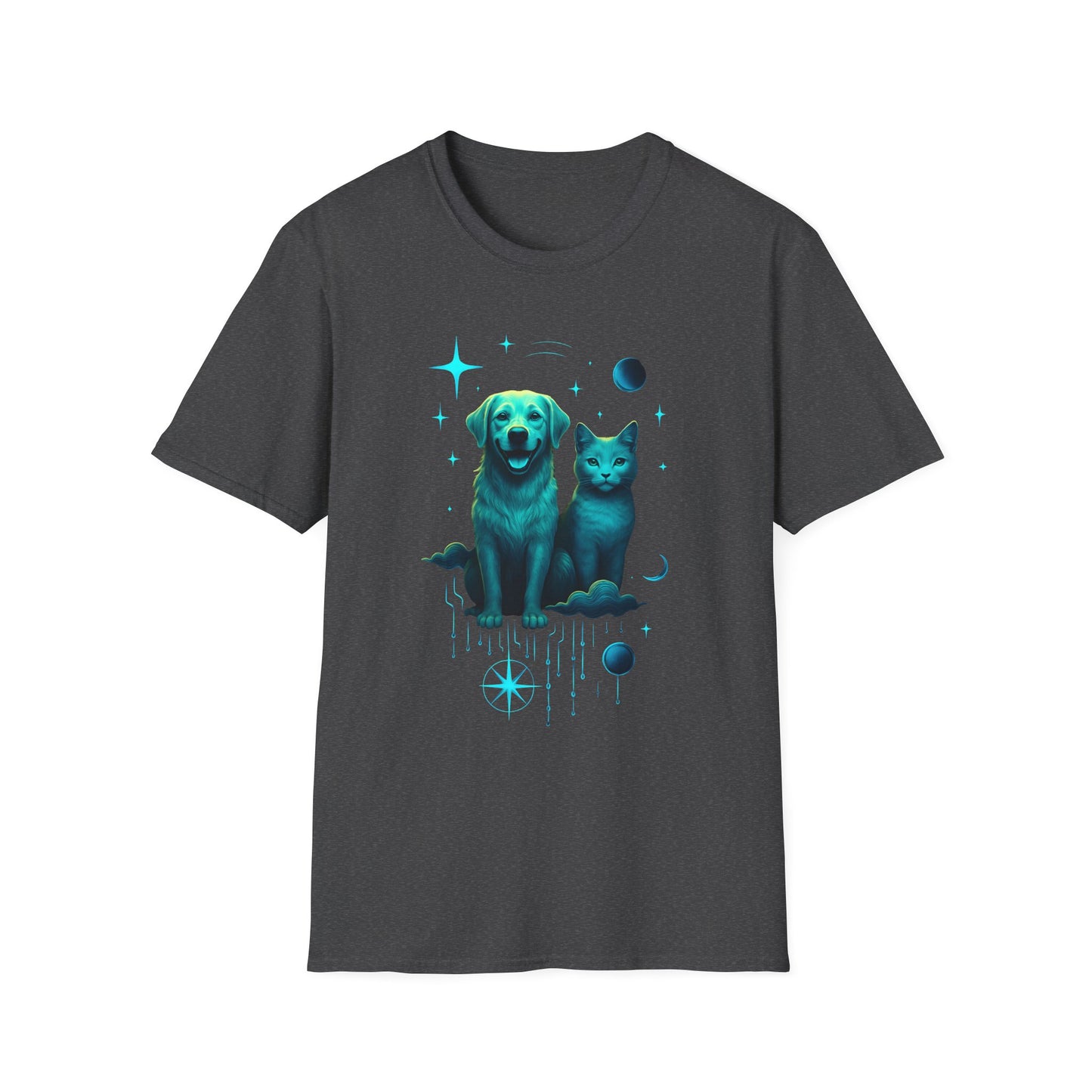 Celestial Dog and Cat Glow Space Pet Lover T-Shirt
