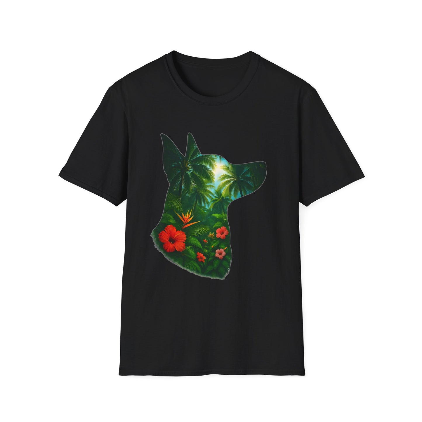 Floral Dog Silhouette T-Shirt, Nature Lover Tee, Unisex Animal Apparel, Summer Vibes Shirt, Gift for Pet Owners