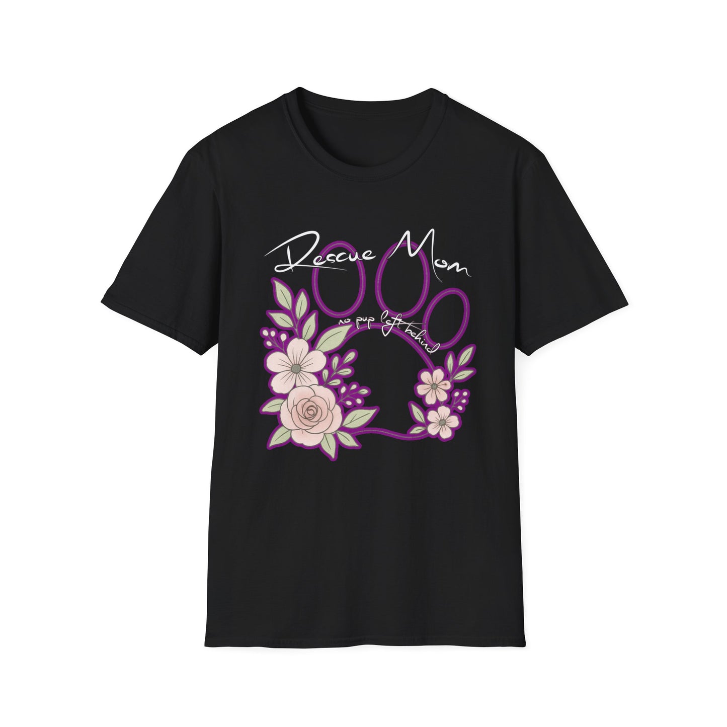 Rescue Mom Floral Paw T-Shirt — Adopt a Rescue Dog