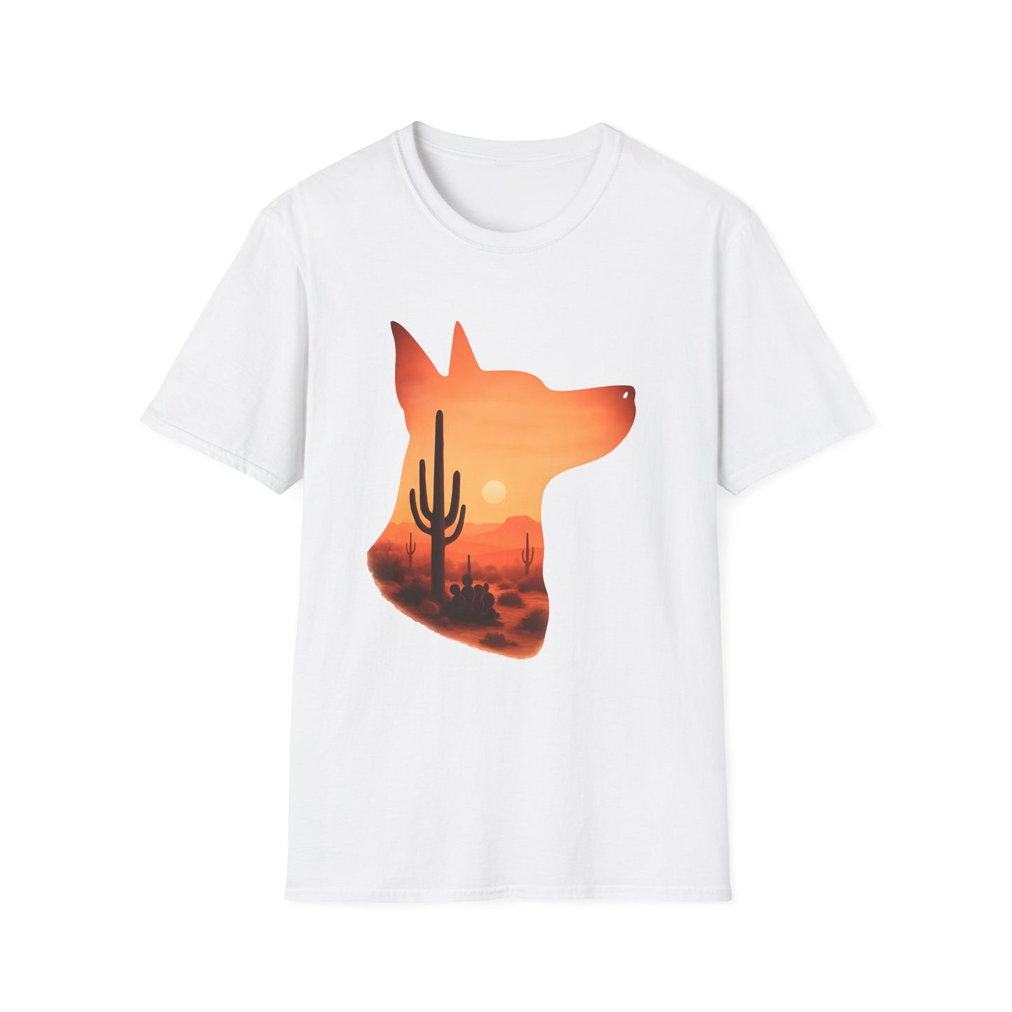 Desert Dog Silhouette T-Shirt | Unisex Graphic Tee, Dog Lover Gift, Nature Vibe Shirt, Outdoor Adventure Apparel, Casual Everyday Wear