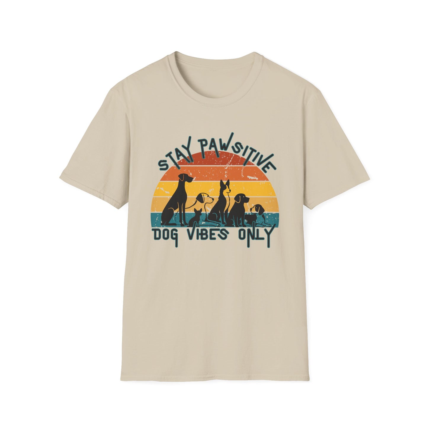 Stay Pawsitive Dog Vibes Tee – Retro Dog Shirt