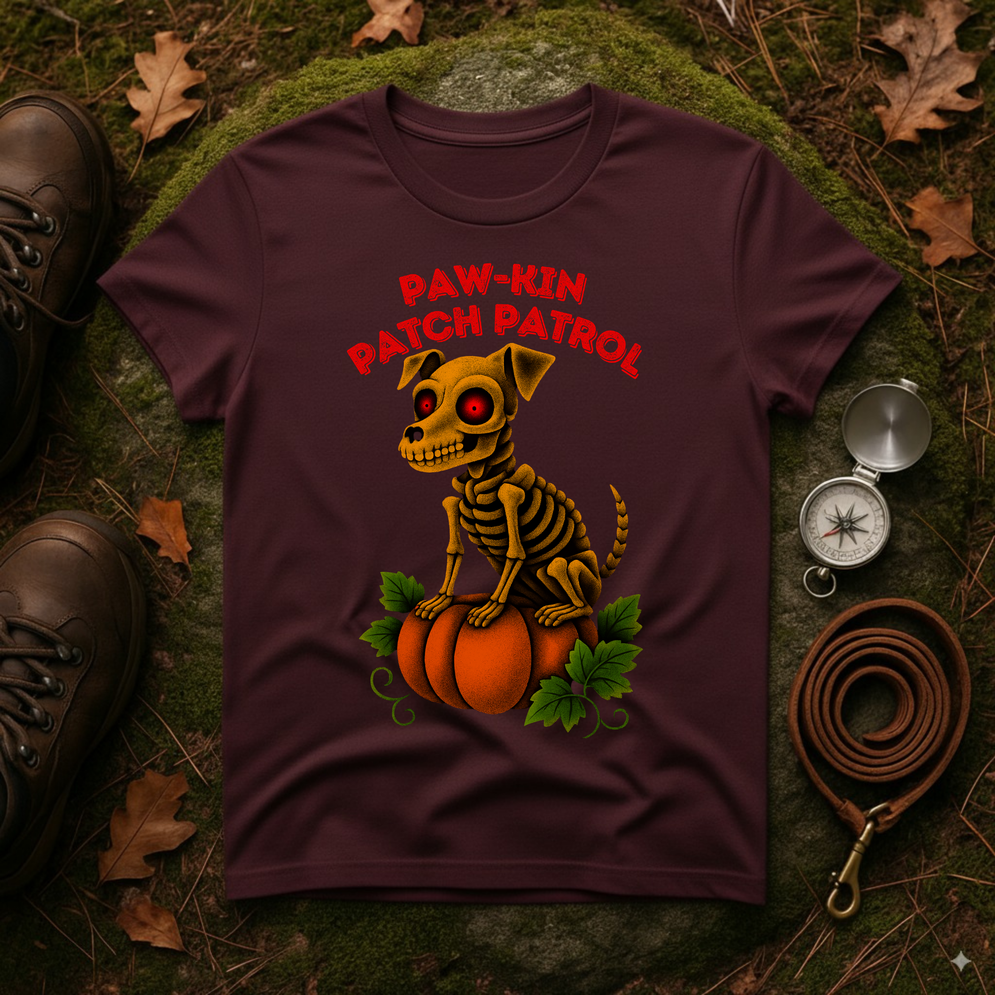 Paw-kin Patch Patrol Skeleton Dog Halloween T-Shirt