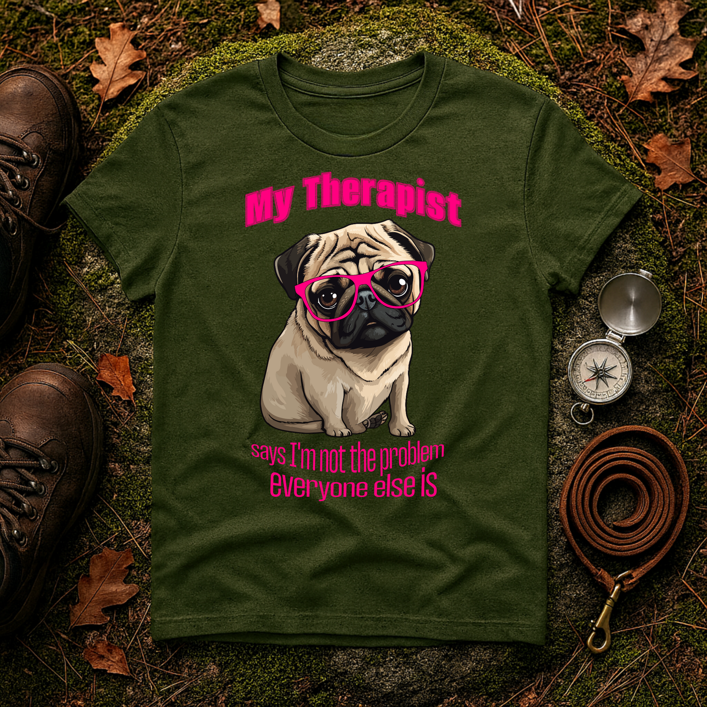 Funny Pug Therapy Shirt – I'm Not the Problem Dog Tee